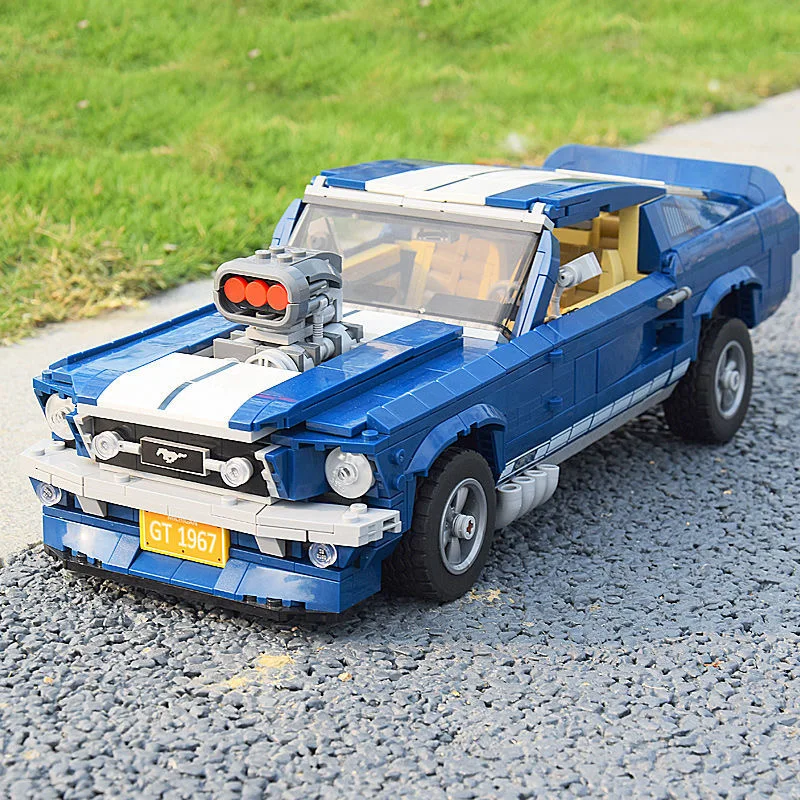 Novo modelo de carro de corrida esportivo Ford Mustangs compatível com blocos de construção tijolos brinquedos DIY para meninos presentes
