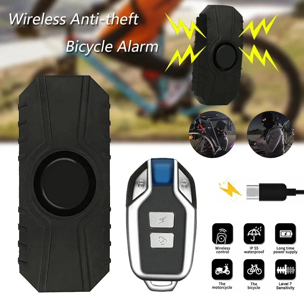 Alarma de vibración inalámbrica para bicicleta, carga USB, resistente al agua, alarma para bicicleta eléctrica y motocicleta, Control remoto, Sensor de seguridad antipérdida