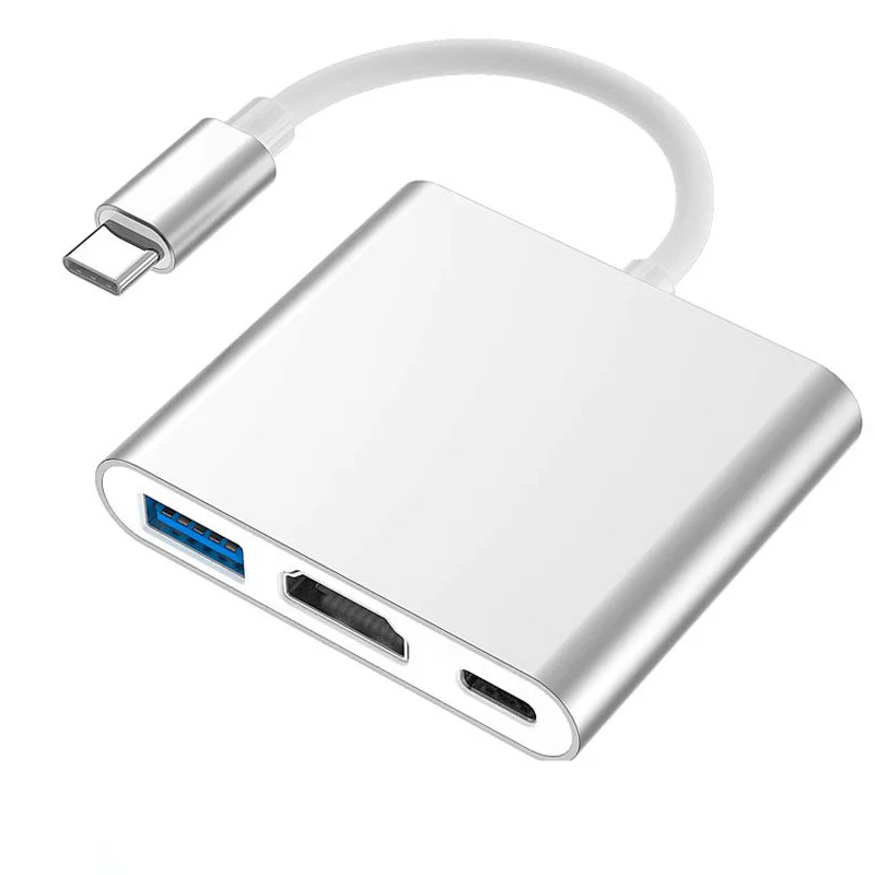 3 in 1 USB-C USB 허브 남성-여성 USB 3.0 충전 어댑터 맥북 에어 HDMI 호환 4K USB 3.1 타입-C to12 컨버터