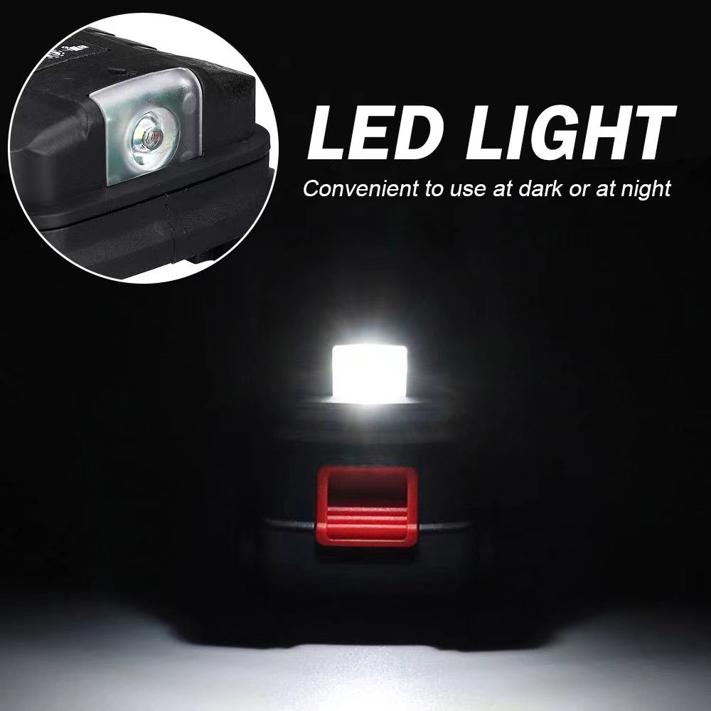 Adaptador de bateria para Makita, Bateria Li-ion 18V, Saída USB Dupla, Conversor de Portas, Power Bank Phone Charger com LED Working Light