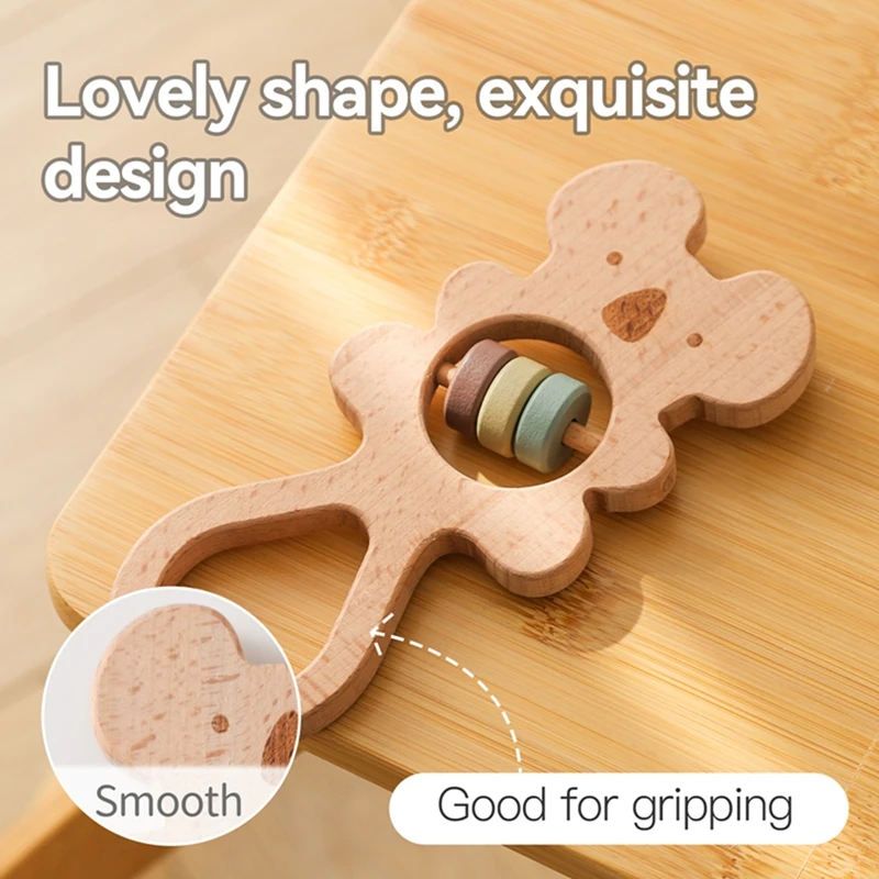 เด็กไม้Koala Hand Rattles Teetherของเล่นแหวนไม้Montessoriของเล่นนกฮูกรูปร่างดนตรีRattleสําหรับของขวัญเด็กTeethingของเล่น