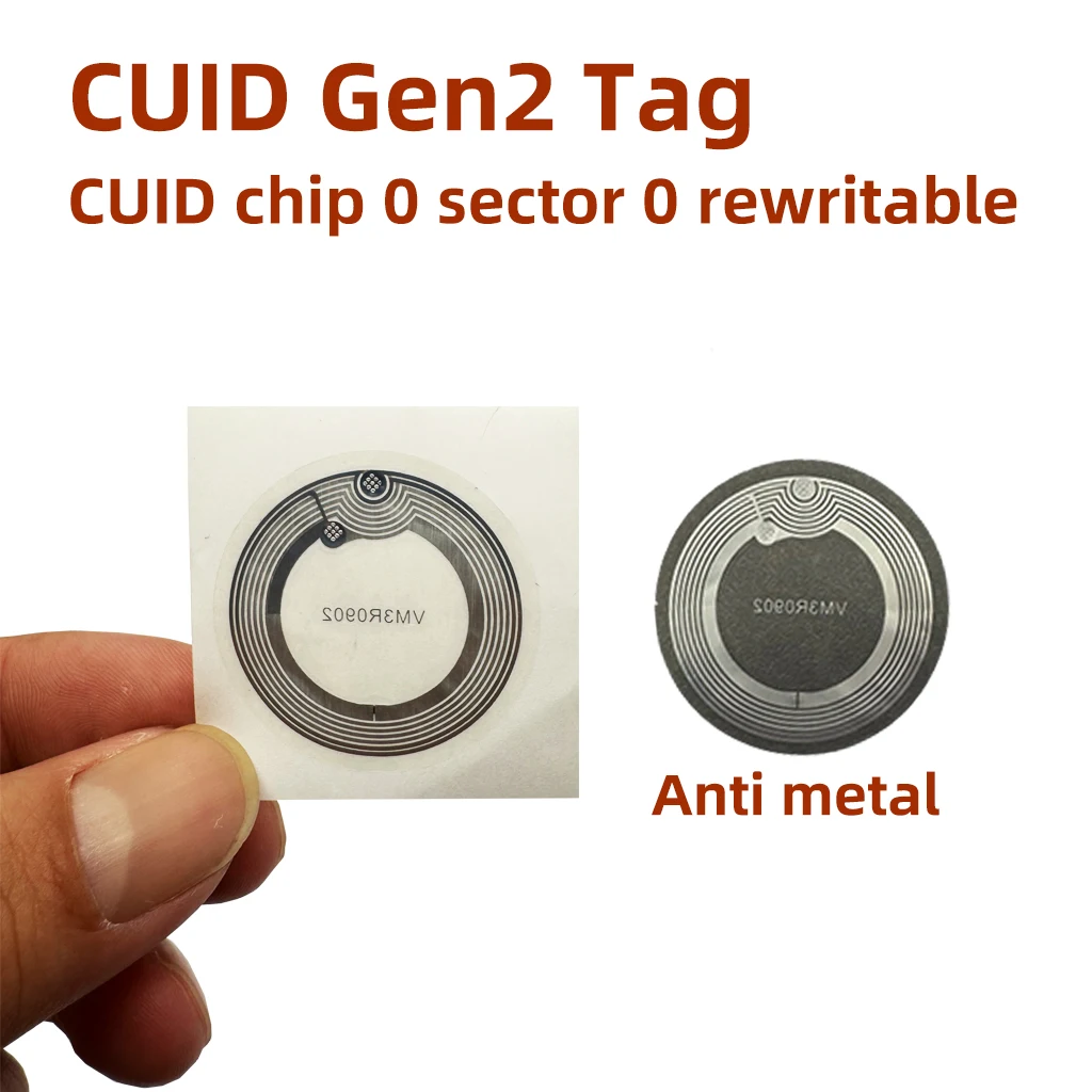 CUID Gen2 Electronic tag 13.56mhz Changeable S50 1K RFID  Wet Inlay Sector 0 Block 0 UID Rewritable cuid Anti metal Stickers