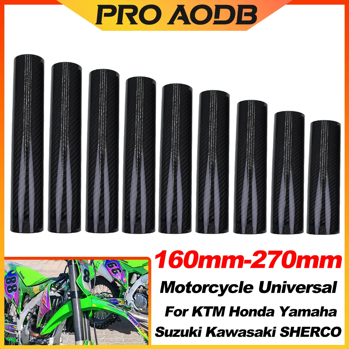 160mm-270mm Carbon Fiber Gabel Schutz Wrap Abdeckung Für KTM Kawasaki Suzuki Honda Yamaha Husqvarna Sur-Ron Beta Universal Teile
