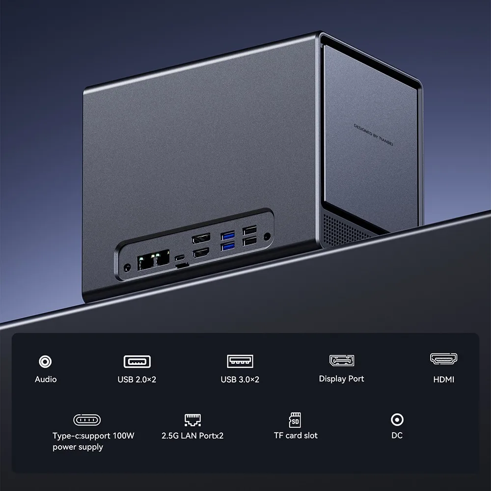 Mini PC AOOSTAR WTR Pro, Ryzen 7 5825U*4,5 GHz, grafica Radeon, DDR4-3200 SODIMM, doppie porte LAN da 2,5 Gbps, BT 5.2