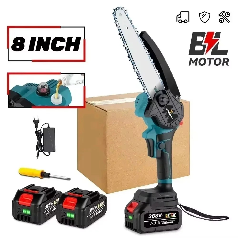 8 Zoll bürstenlose elektrische Säge Akku-Öler Handheld Garten Holz schneiden Protokollierung Kettensäge Elektrowerkzeug für Makita 18 V Batterie Pin