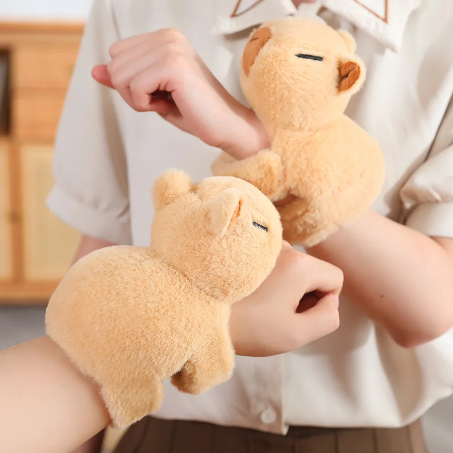 สัตว์สายรัดข้อมือ Slap สร้อยข้อมือ Capybara Clap วงกลมของเล่น Slap Wrap สายรัดข้อมือสร้อยข้อมือ Capybara Plush ของเล่นเด็กคริสต์มาสของขวัญ