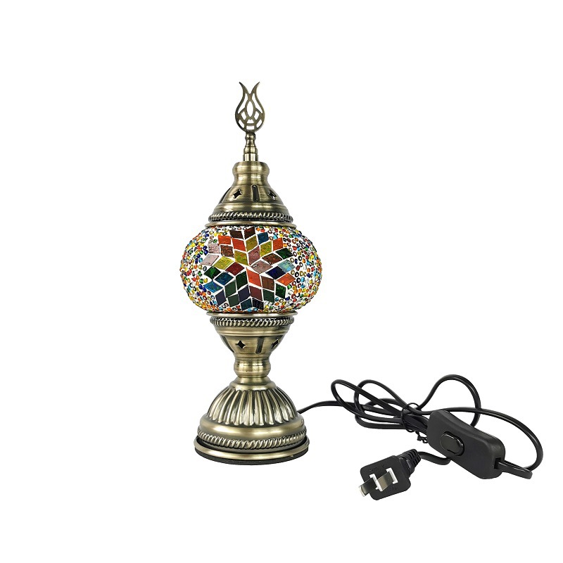 Handmade Table Lamp Turkish Stained Glass Lampshade Art Vintage Romantic Mosaic Desktop Decorative Lights Nightstand Night Light