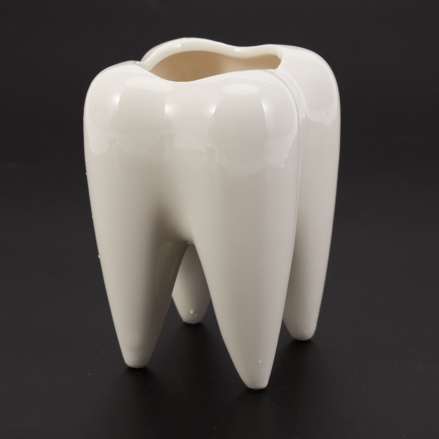 Tooth Shape White Ceramic Flower Pot Modern Design Planter Teeth Model Mini Desktop Pot Gift(without plants)