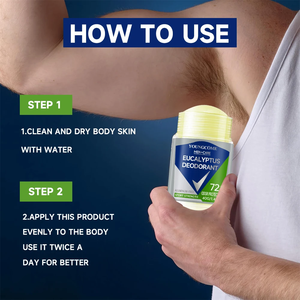 Deodorant for Men Roll-on Bottle Reduce Sweating Odor Remover Underarm Body Deodorant Stick Fast Dry Lasting Portable Refresh