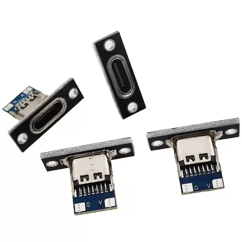 5/20Pcs USB 3.1 ประเภท-C 2Pin 4Pin หญิงแจ็คข้อมูลชาร์จพอร์ตไฟฟ้าขนาดเล็กฐานชาร์จพร้อมแผ่นยึด