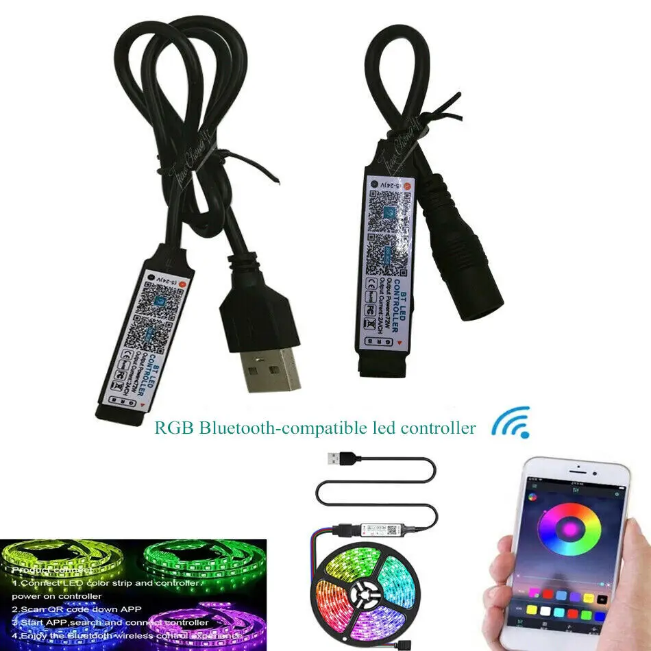 DC5-24V USB/DC Mini Bluetooth-Tương Thích Điện Thoại Thông Minh Ứng Dụng Điều Khiển Điều Khiển Không Dây Cho 5050 3528 RGB Dây Đèn LED ánh Sáng