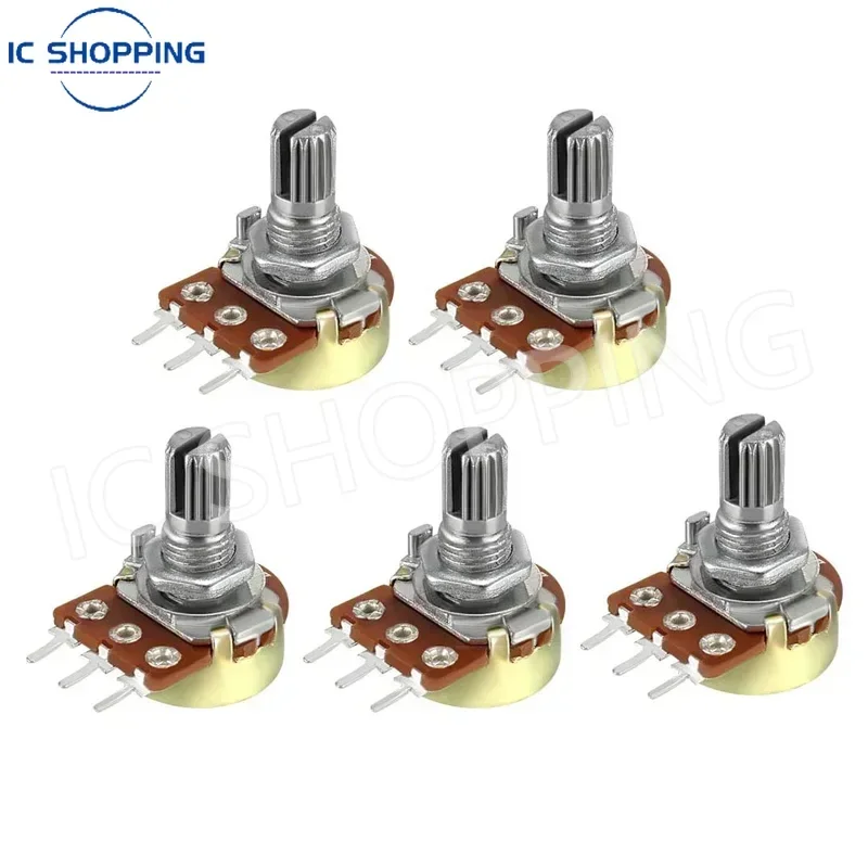 50PCS WH148 Single Linked Potentiometer 500R B501 B1K 2K 5K 10K 20K 50K 100K 500K 1M Handle Length 15mm Adjustable Resistance