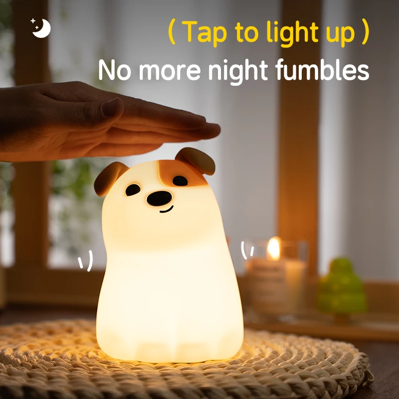 Welpen Led Nachtlicht Tier RGB Bunte Silikon Tisch Lampe Hund Katze Spielzeug Kinder Geburtstag Urlaub Beleuchtung Wiederaufladbare Laterne