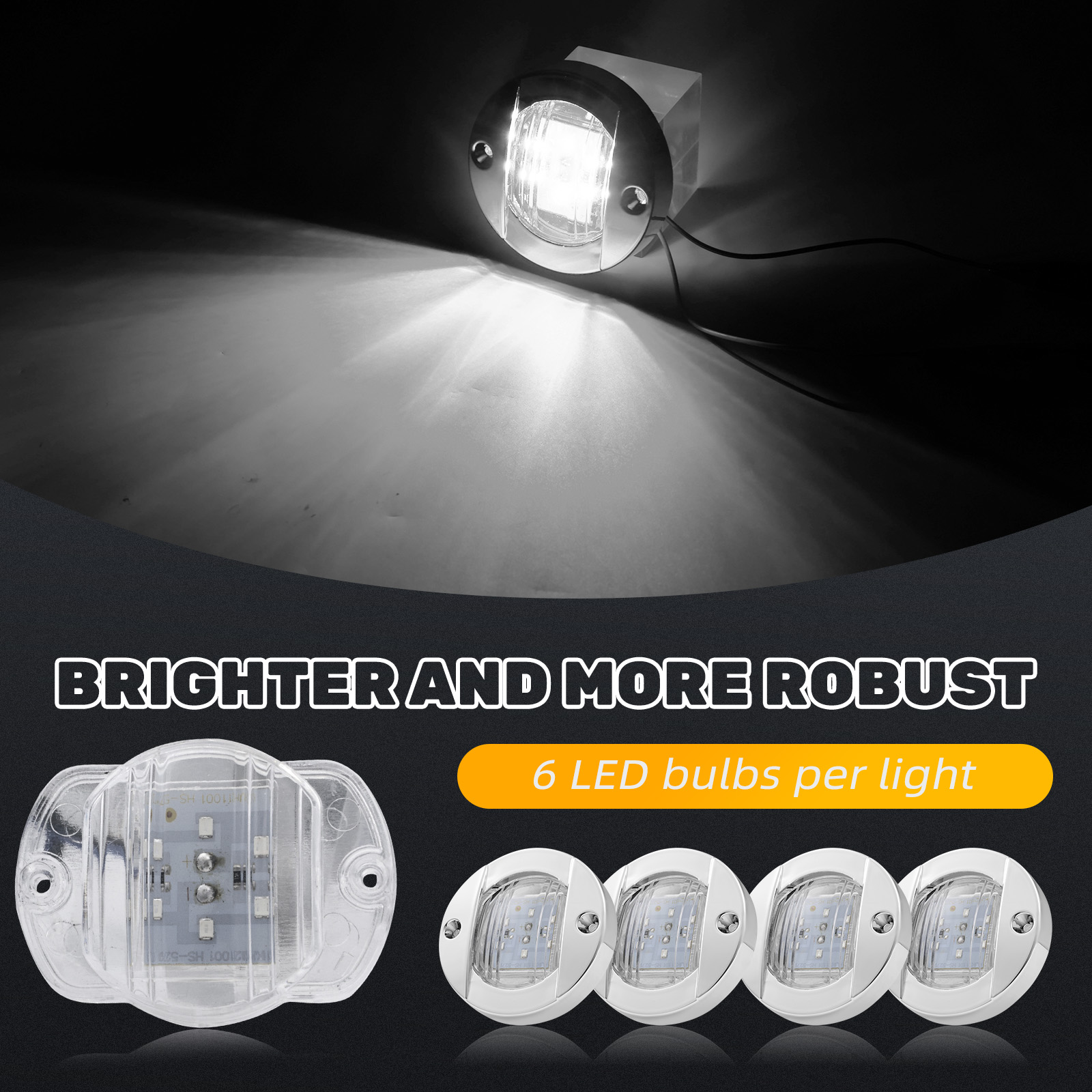 4pcs 6LED 12V 2.2 W Round Yacht Marine Boat LED Stern Light Cabin Deck Courtesy Light Marine Interior Cabin Lights Waterproof