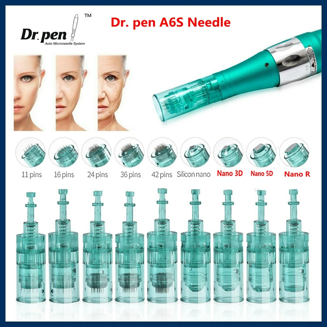 50ชิ้น DR PEN อัลติมะตลับหมึก A6S เข็มเล็กปากกาหัวเข็มเปลี่ยนปลาย11 16 36 42พินนาโน
