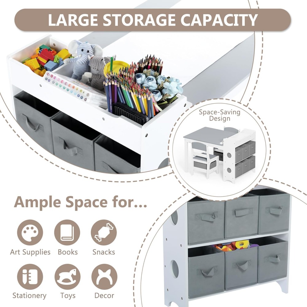 Children's Wooden Art Table and Chair Set for Toddlers - Ideal for Drawing, Reading, Studying, Crafting, and Play