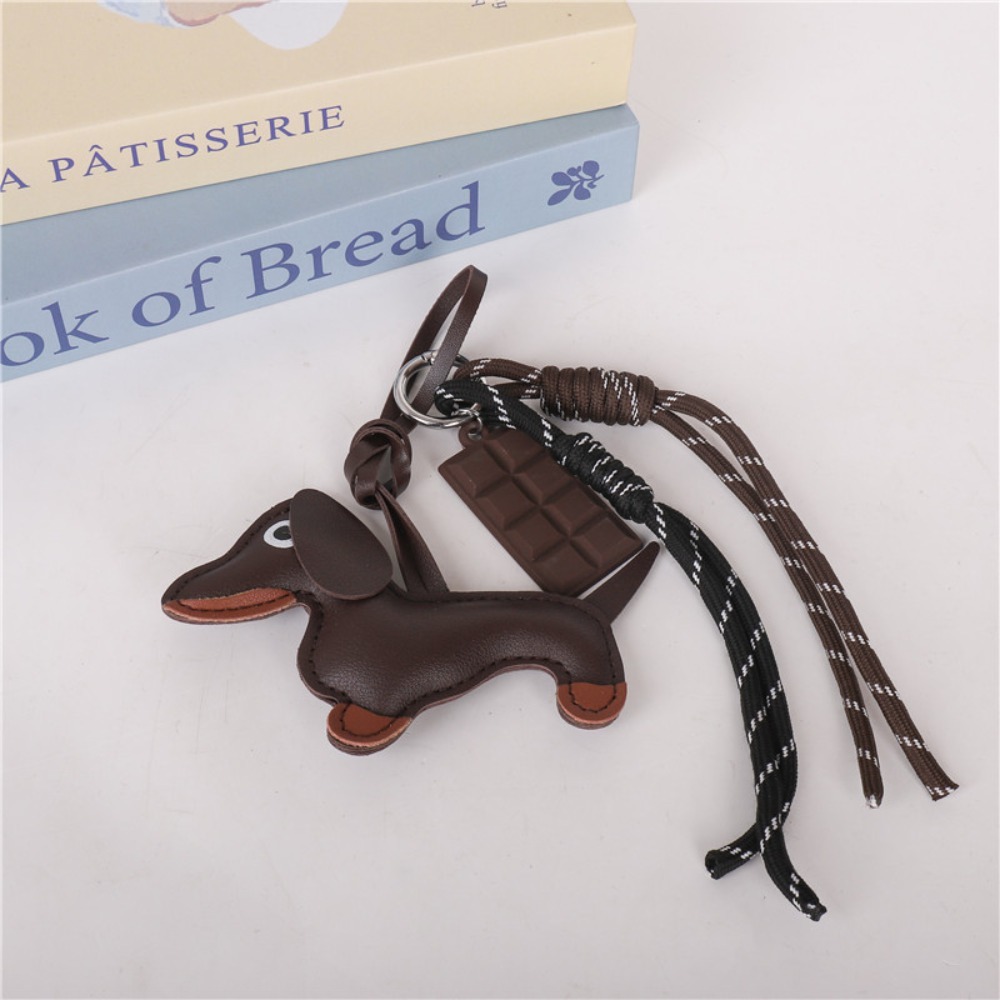Colgante de bolso de perro salchicha de cuero, llavero creativo, bolso con cordón, accesorio, colgante de llave, llavero de coche, regalo