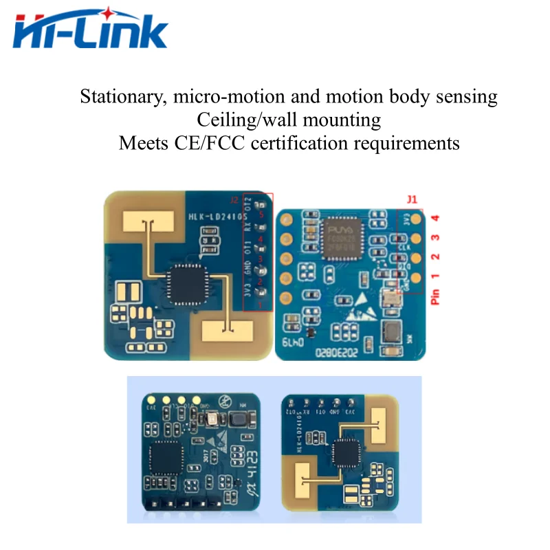 24GHz HLK-LD2410S Radar Sensor 0.1mA 3.3V Low power consumption Millimeter Wave Human Presence Detection Motion Switch LD2410S
