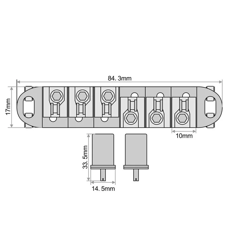 Chrome Metal Plated Roller Saddle Tune-O-Matic Bridge for Les Paul Style Electric Guitar Replacement