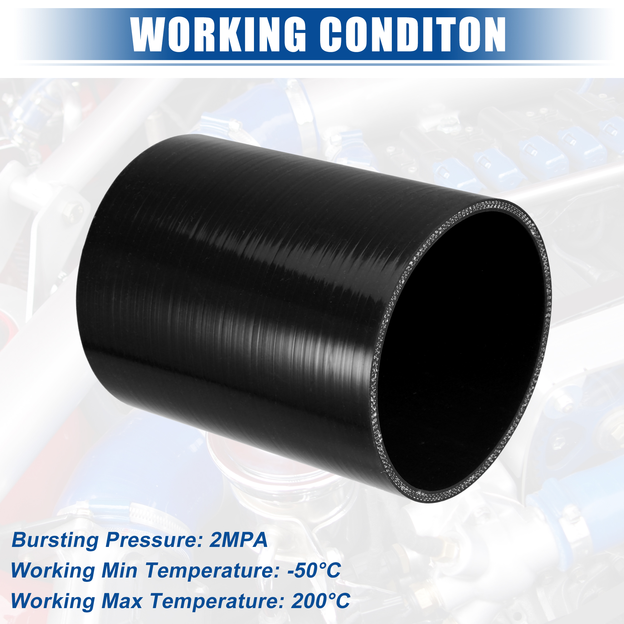 UXCELL 25 ミリメートル 57 ミリメートル 83 ミリメートル 95 ミリメートル 114 ミリメートル ID 152 ミリメートル長さ 4 層強化高温ストレートカプラーシリコン減速ホース黒