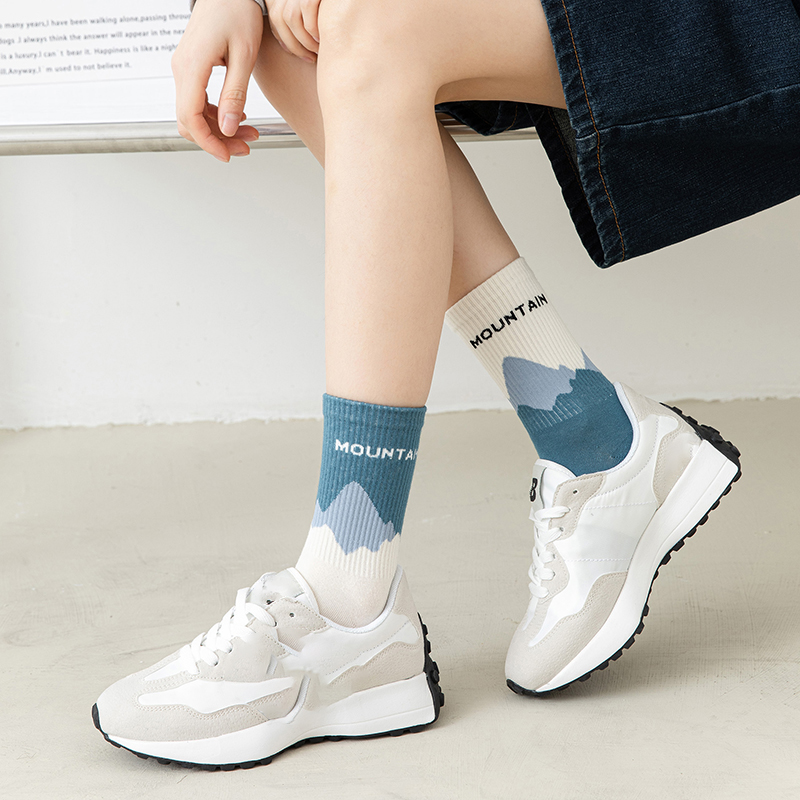 1/4 paia di calzini a tubo medio da donna dal design asimmetrico che assorbono il sudore, traspiranti, morbidi e confortevoli, per coppie, calzini sportivi per il tempo libero