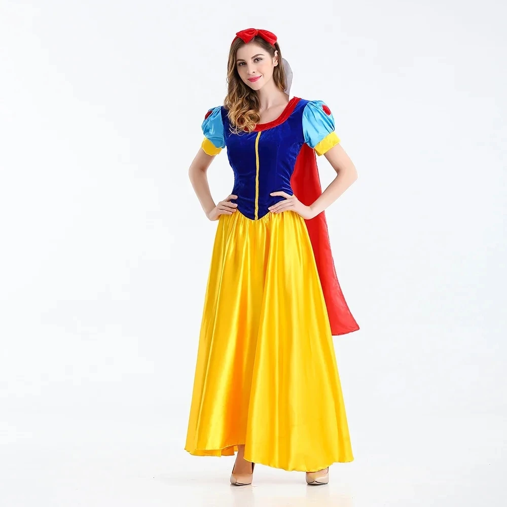 คลาสสิก Fairy Tale Snow White Princess เครื่องแต่งกายผู้ใหญ่ผู้หญิงฮาโลวีนประสิทธิภาพ Fantasia Princess COSPLAY บทบาทเล่นชุด