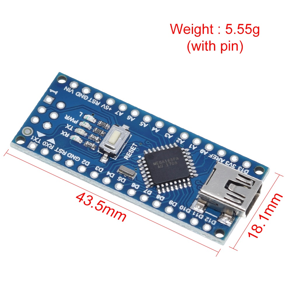 Controlador TZT Nano Atmega168 compatible con arduino nano Atmega168PA-AU CH340 CH340C reemplazar el controlador USB CH340G