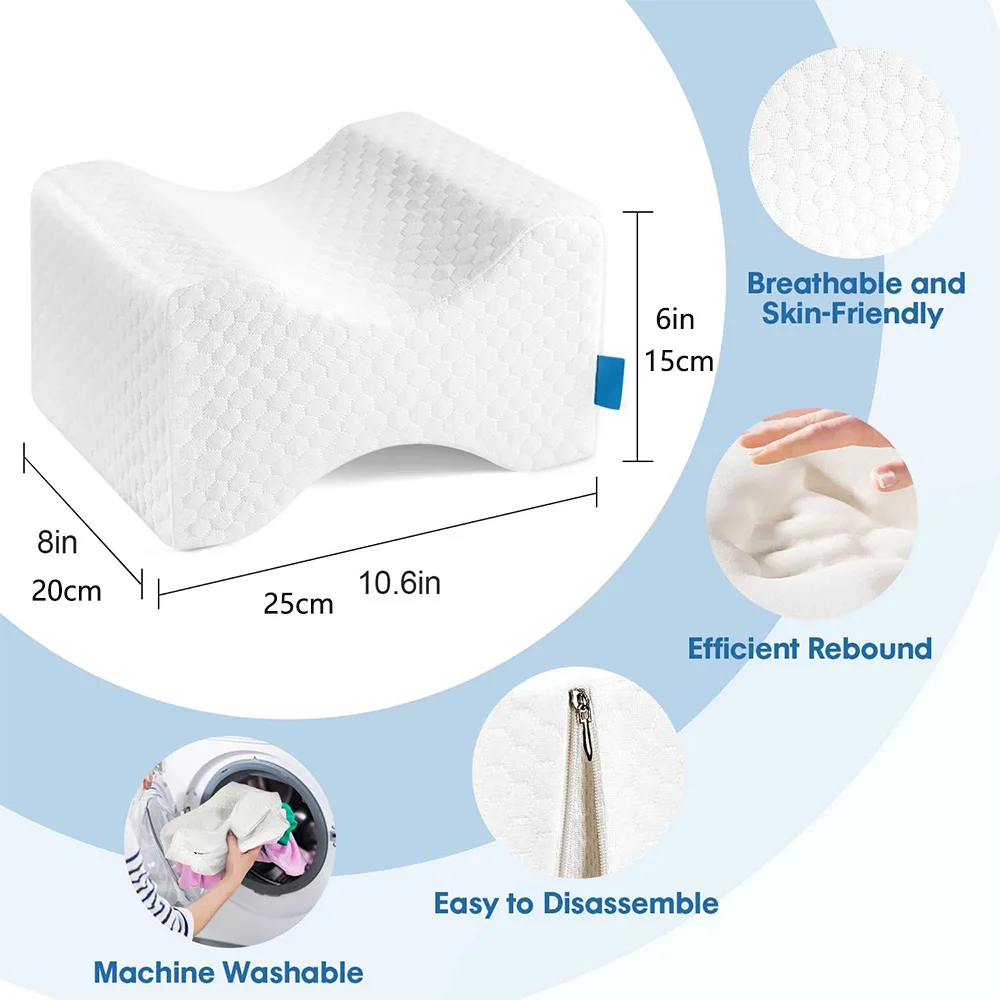 Cuscino per le gambe, cuscino laterale, cuscino per ginocchia in memory foam con cintura laterale per dormire, cuscino per ginocchia per gambe con fodera sfoderabile e lavabile