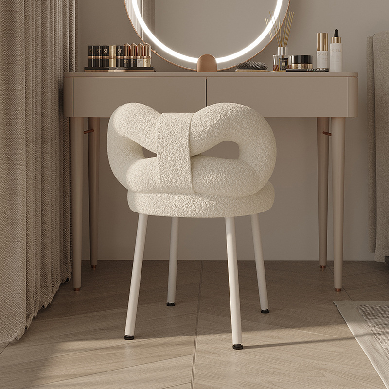 Silla de tocador sencilla y moderna, taburetes de maquillaje para el hogar, taburete con respaldo estilo crema para dormitorio de niña, silla cómoda para el hogar, recién llegado