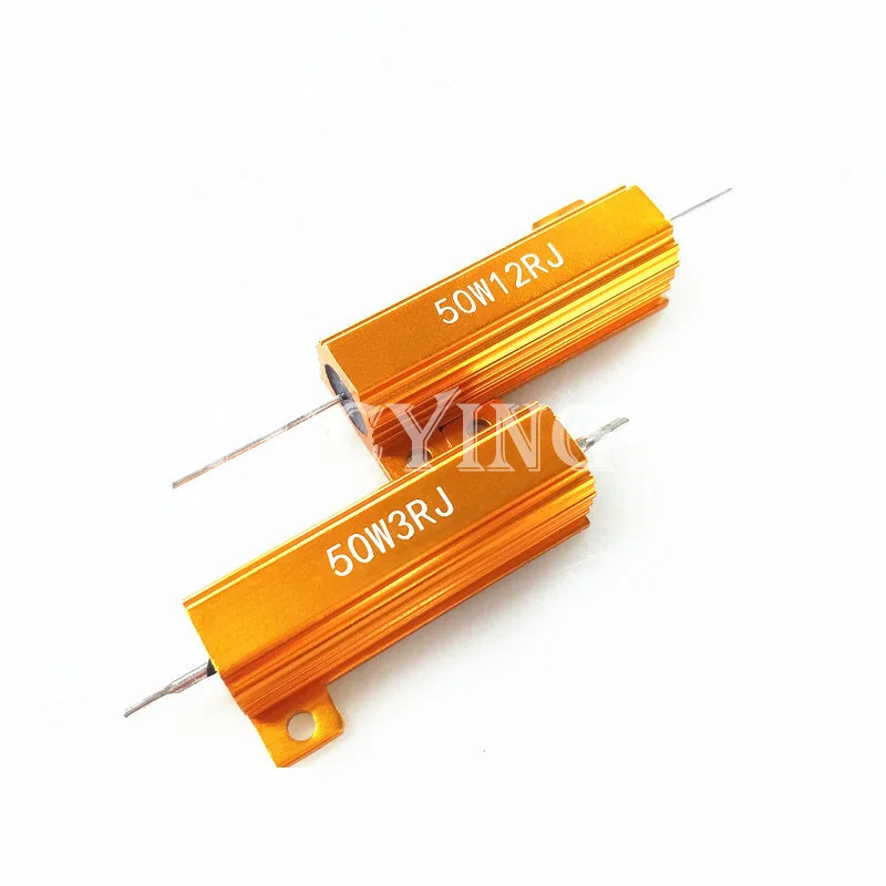 RX24 100W 50W Watt Power Metal Shell Aluminium Gold Resistor 1R 2R 3R 4R 5R 6R 8R 10R 15R 20R 30R 40R 100R 200R 220R Rezystancja