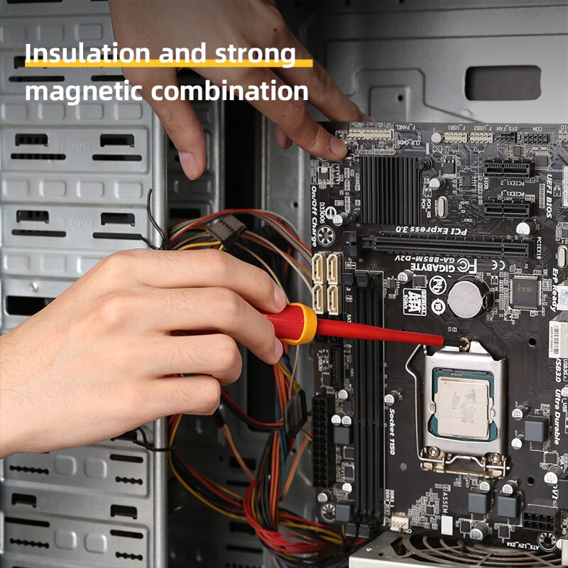 Deli-絶縁ドライバー、CR-V、ph、sl、クロージングスチール、1000v、高電圧耐性、電気技師修理ツール、1個