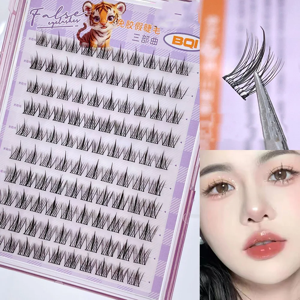 10 แถวขนาดใหญ่ความจุกาวขนตาปลอมเดี่ยว 10-12 มม.C-curled Natural Self-กาวขนตาปลอม