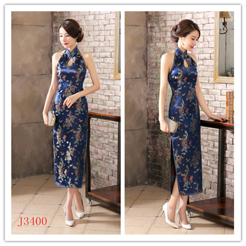 Seksowna bez pleców bez rękawów Cheongsam kobieta Retro Classic brokat chiński sukienka w stylu Qipao Plus rozmiar smok i feniks Vestidos 3XL