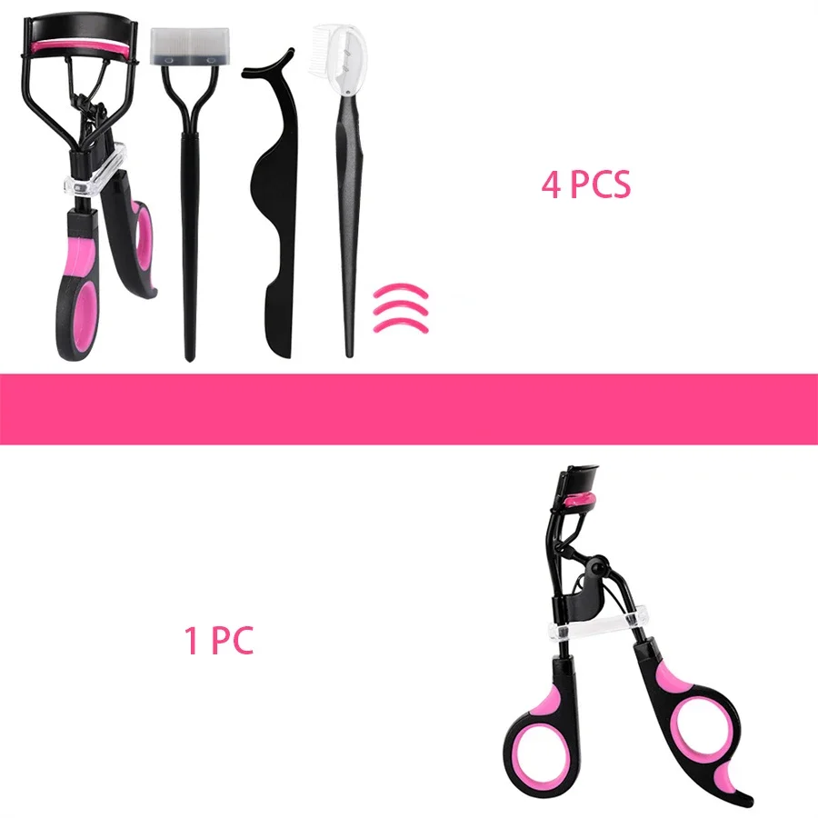 1/4pcs Dual Color Handle Curling Eyelash Clip Artificial Eyelash Assistant Eyebrow Trimmer Steel Needle Portable