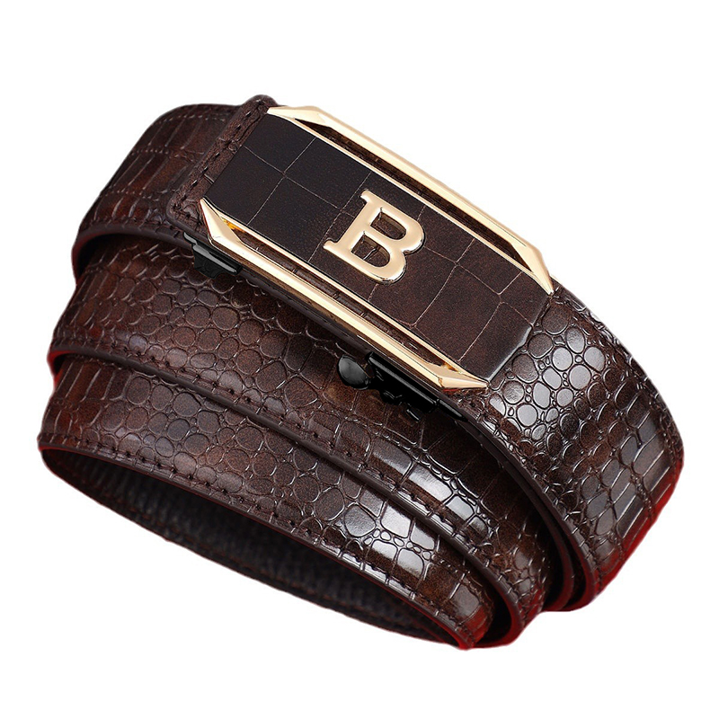 Cinto masculino com estampa de crocodilo, cinto com fivela automática de alta qualidade, pulseira jeans da moda, acessórios masculinos da moda