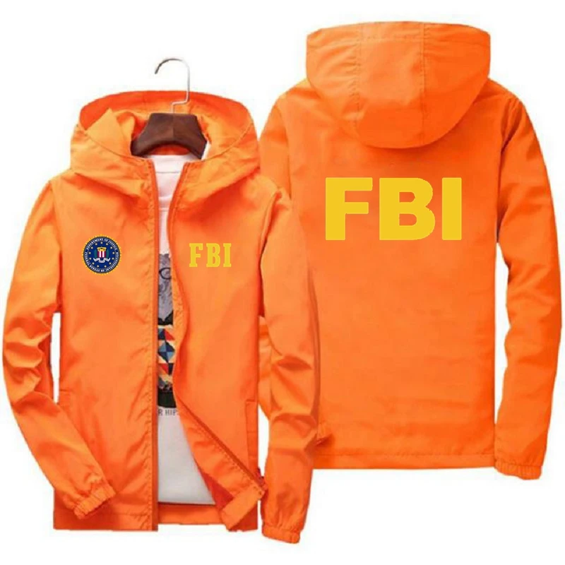 2024 新しいメンズジャケット高品質 FBI プリントアウトドアスポーツジャケット春フード付き防風ファッションカジュアルブランドスポーツジャケット