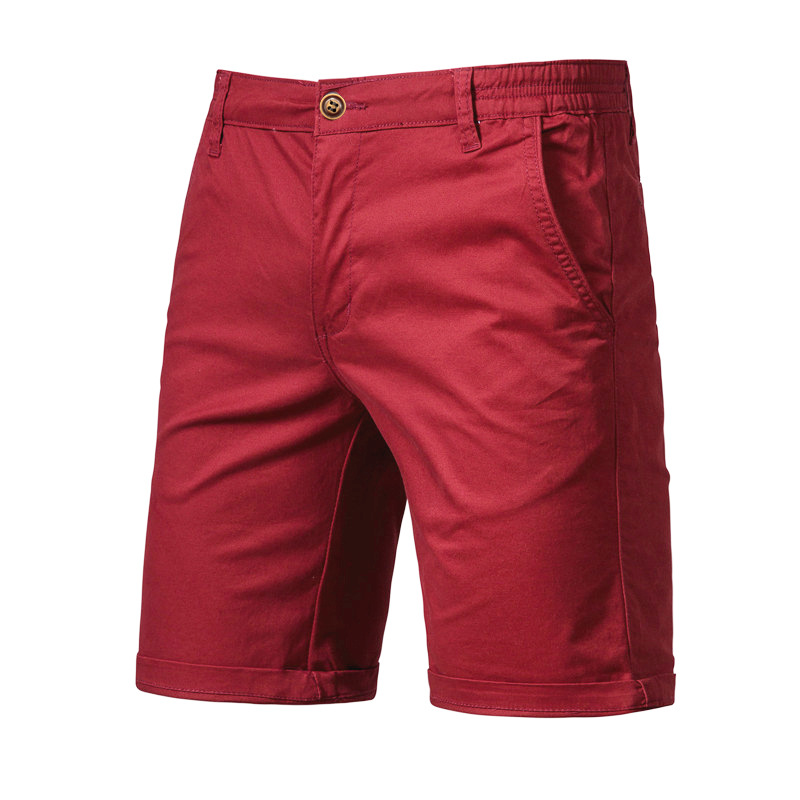 Short d'été en coton de couleur unie pour hommes, haute qualité, décontracté, Business, Social, taille élastique, demi-pantalon, short de plage