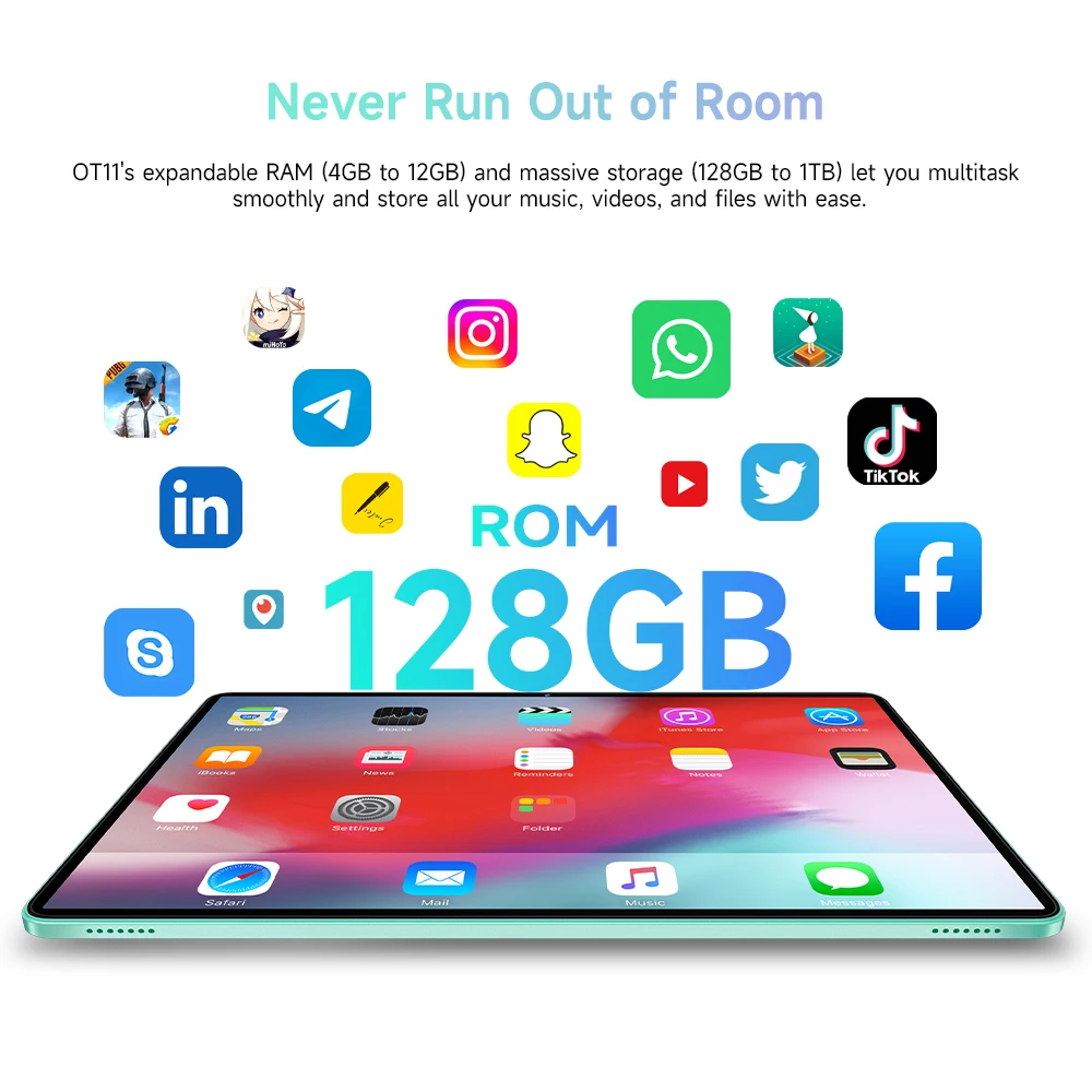 Oukitel OT11 SmartTablet Pantalla 2K de 11 pulgadas Certificación Batería de 8000 mAh Android 14,0 (16 GB + 128 GB)