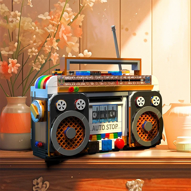 554 sztuk kolorowe modele radiowe klocki Retro małe urządzenia domowe klocki montażowe DIY zabawki dekoracje dzieci prezent na boże narodzenie