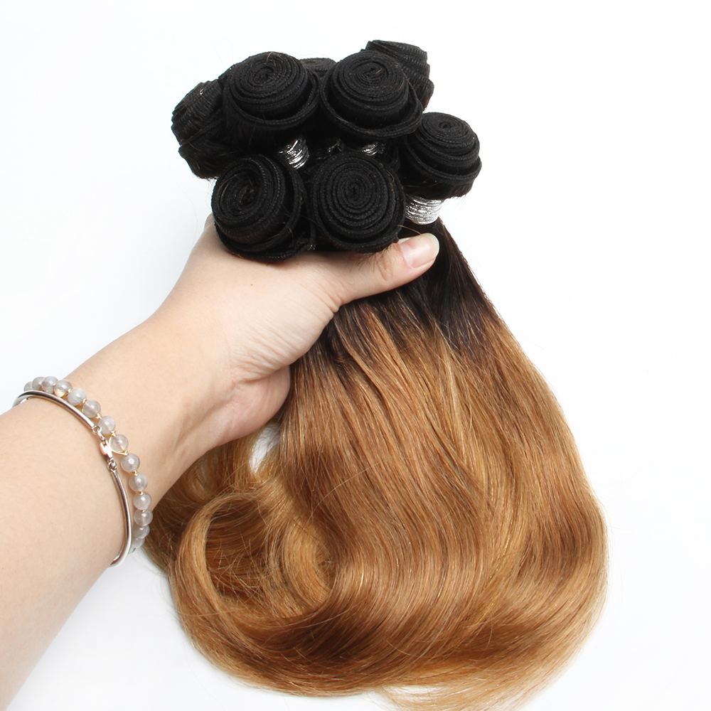 Bundles brésiliens de cheveux humains bouclés pour femmes, Ombre, Bob, Extensions, T1b, 27, 30, 8 Bundles