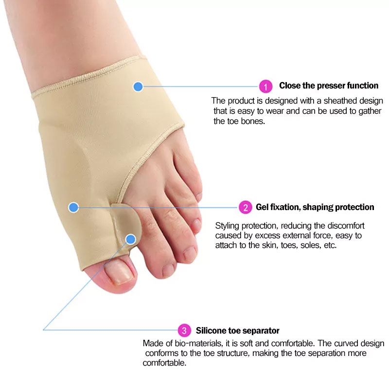 Separador de dedos de los pies, Corrector ortopédico de juanete Hallux Valgus, ajustador de hueso de los pies, Corrector de pulgar, alisador de calcetines de pedicura, 1 par