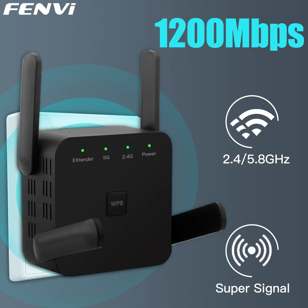 FENVI-Repetidor Wi-Fi de Rede de Longo Alcance, Amplificador de Sinal, Amplificador Extensor, Banda Dupla, AP, 5Ghz, 1200Mbps, 2.4G, 5GHz