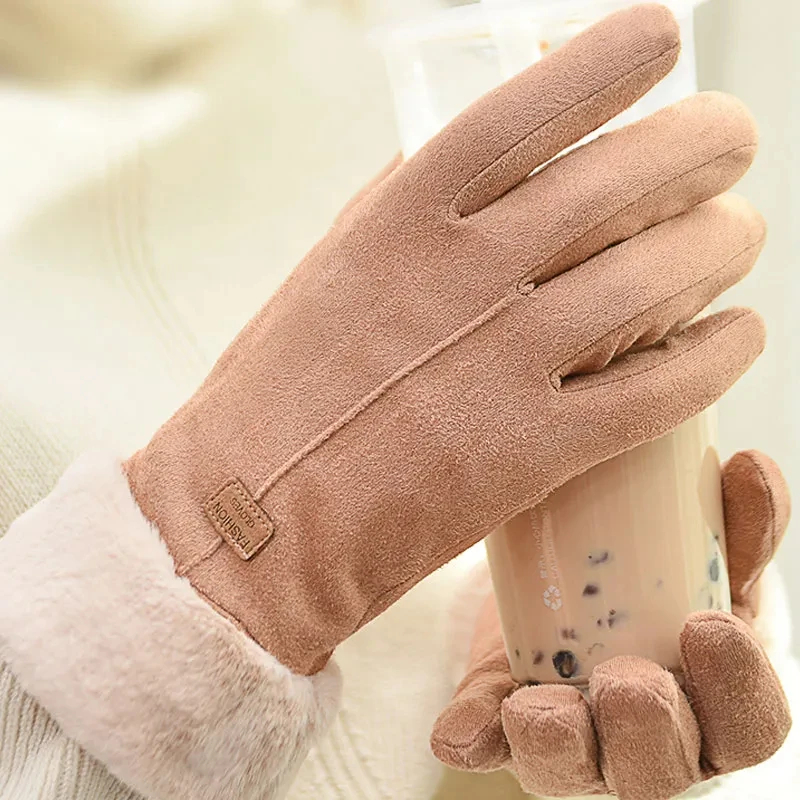 Guanti di nuova moda autunno inverno guanti caldi pelosi carini guanti a dita intere donna Sport all'aria aperta guanti femminili schermo