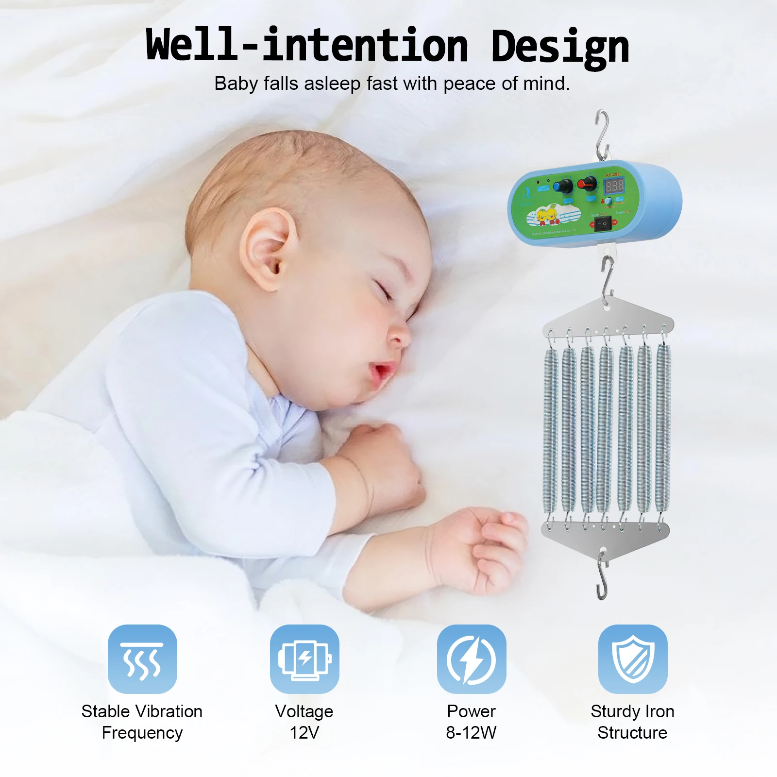 Controller elettrico per altalena per bambini Controller a bilanciere in 2 pezzi Motore silenzioso Staffa per culla a molla Carico timer da 20 kg Ac100-240v 12w