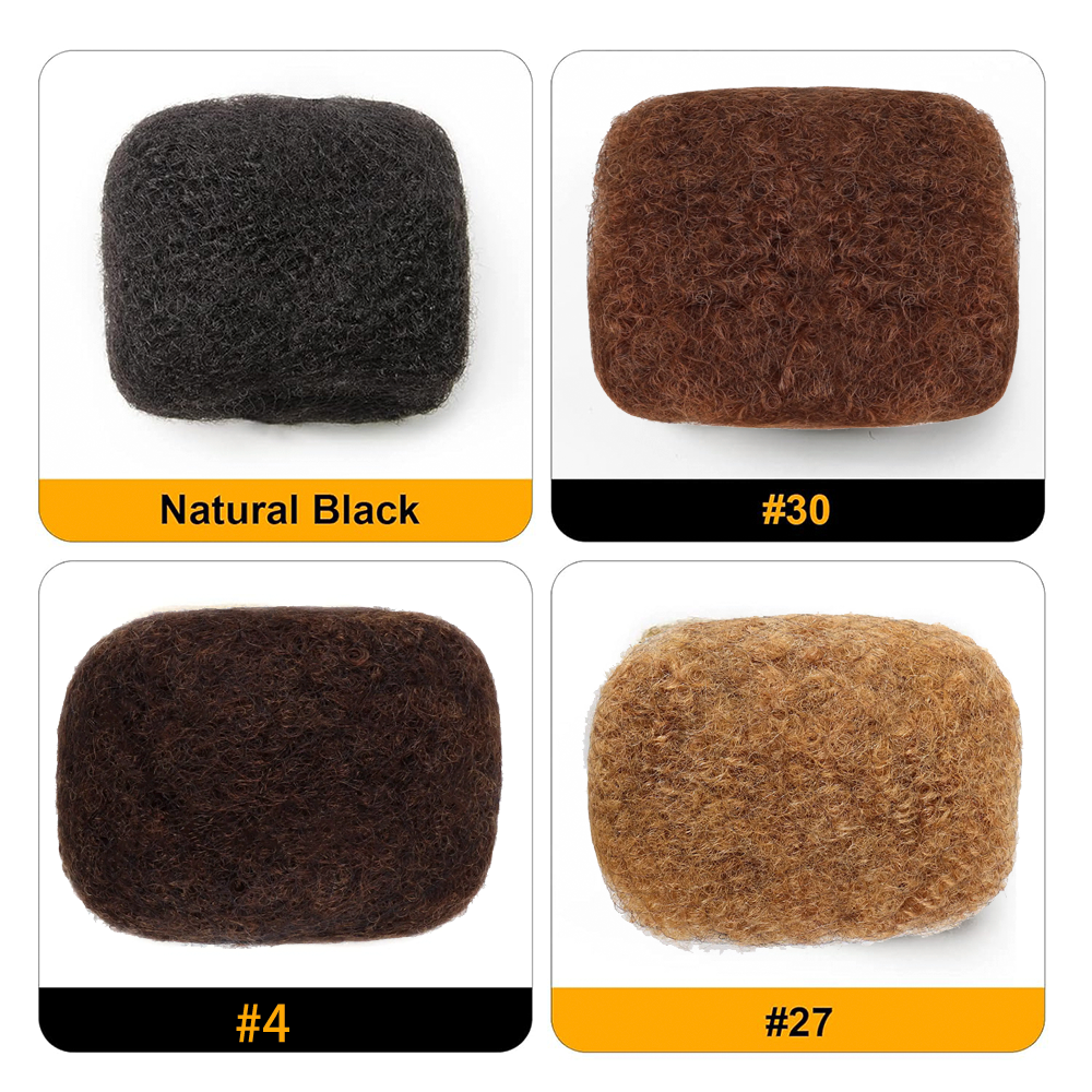 Cabelo humano afro crespo em massa para extensões dreadlock, locais de reparo, trança torcida, cabelo 100% humano, pode ser descorado e tingido