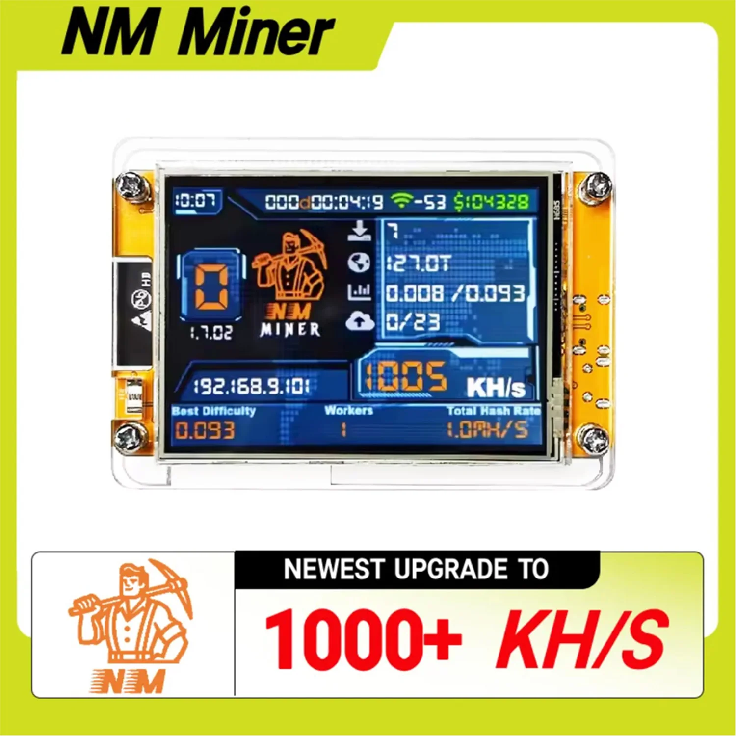 NMMiner NerdMiner V2 Hashrate Lucky Miner ESP32 2.8 polegadas Smart Display Crypto Solo Lottery 1010KH/s Bitcoin ESP32-2432S028R DROOM
