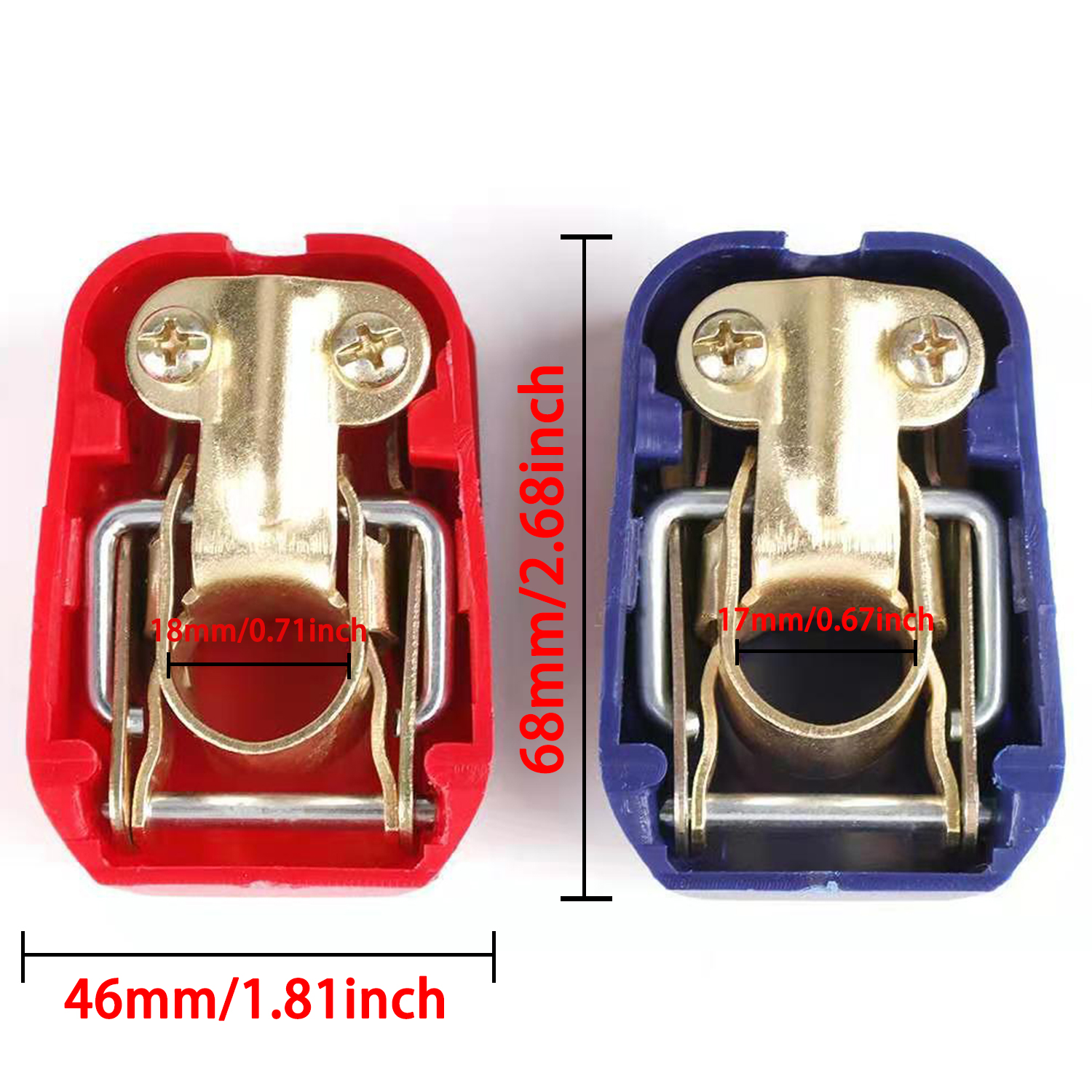 2Pcs Car Battery Terminal Connector 12V 24V Clamp Adjust Disconnect Top Post Cover Quick Release Tool