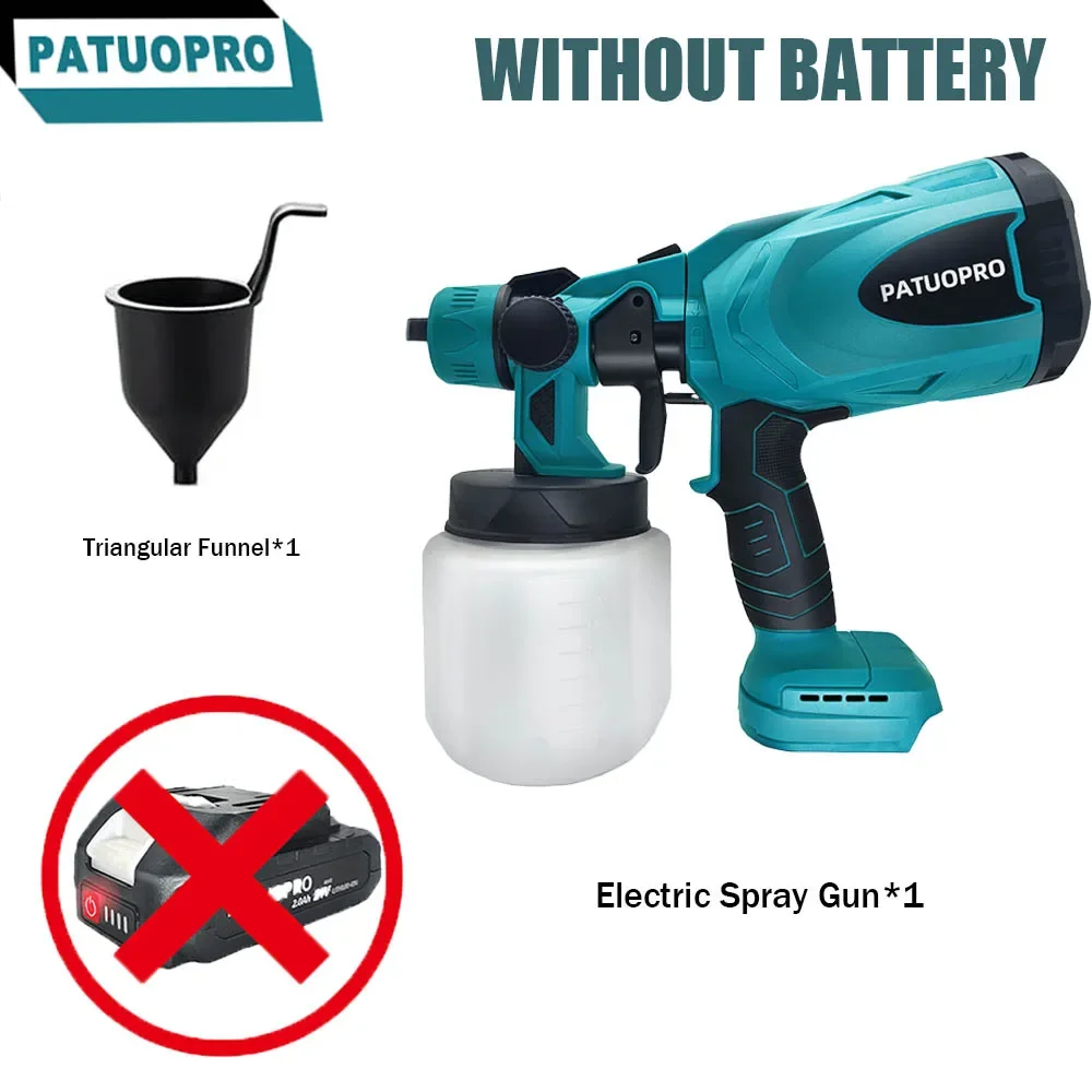 PISTOLA DE PULVERIZACIÓN eléctrica, pulverizador de pintura inalámbrico, aerógrafo con revestimiento de acero para muebles de automóvil para batería Makita de 18V (sin batería)