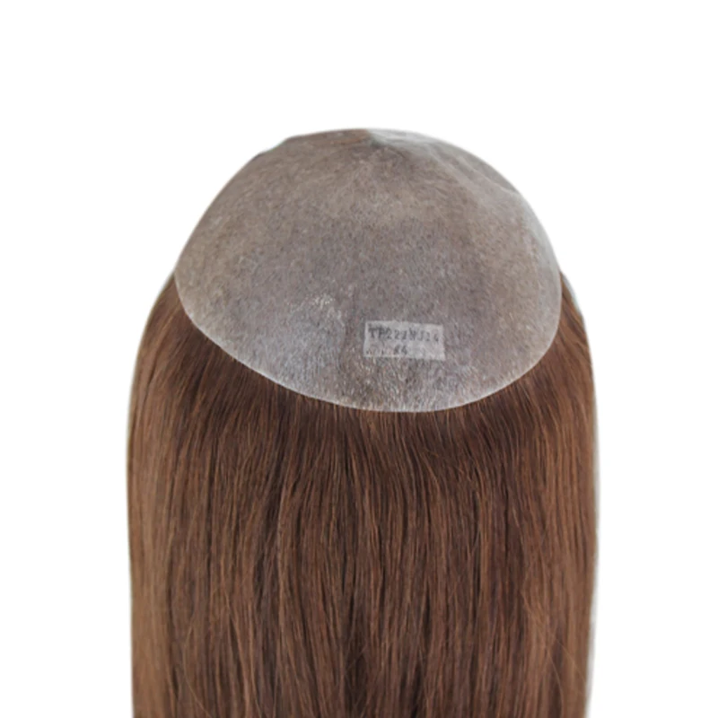 Mulheres peruca completa pu v loop injeção perucas de cabelo humano extensão do cabelo indiano sistema de peruca cabelo castanho topper cor natural 613