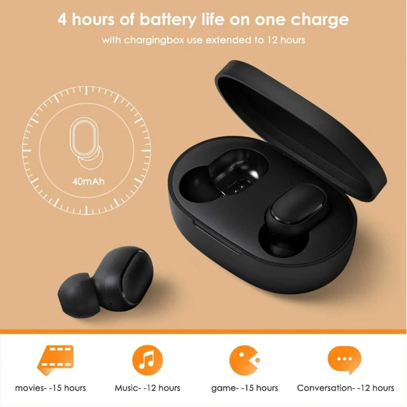 Xiaomi Redmi Airdots 2, cuffie wireless Bluetooth 5.0, auricolari wireless, cuffie stereo vivavoce con microfono
